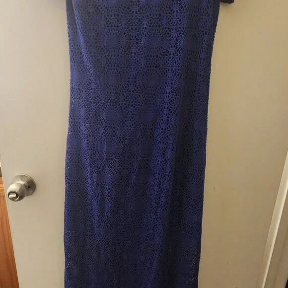 Tommy Bahama Danube Blue Lace Maxi Dress Swim Cover Short Lining - Picture 3 of 6